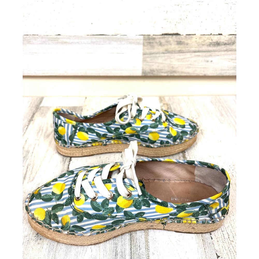 Gianni Bini Dunnigan Espadrille Shoes Womens 8.5 Blue Stripe Lemon Casual